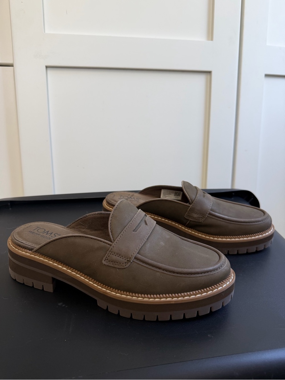 Toms Brown Mule Loafers with Lug Sole
